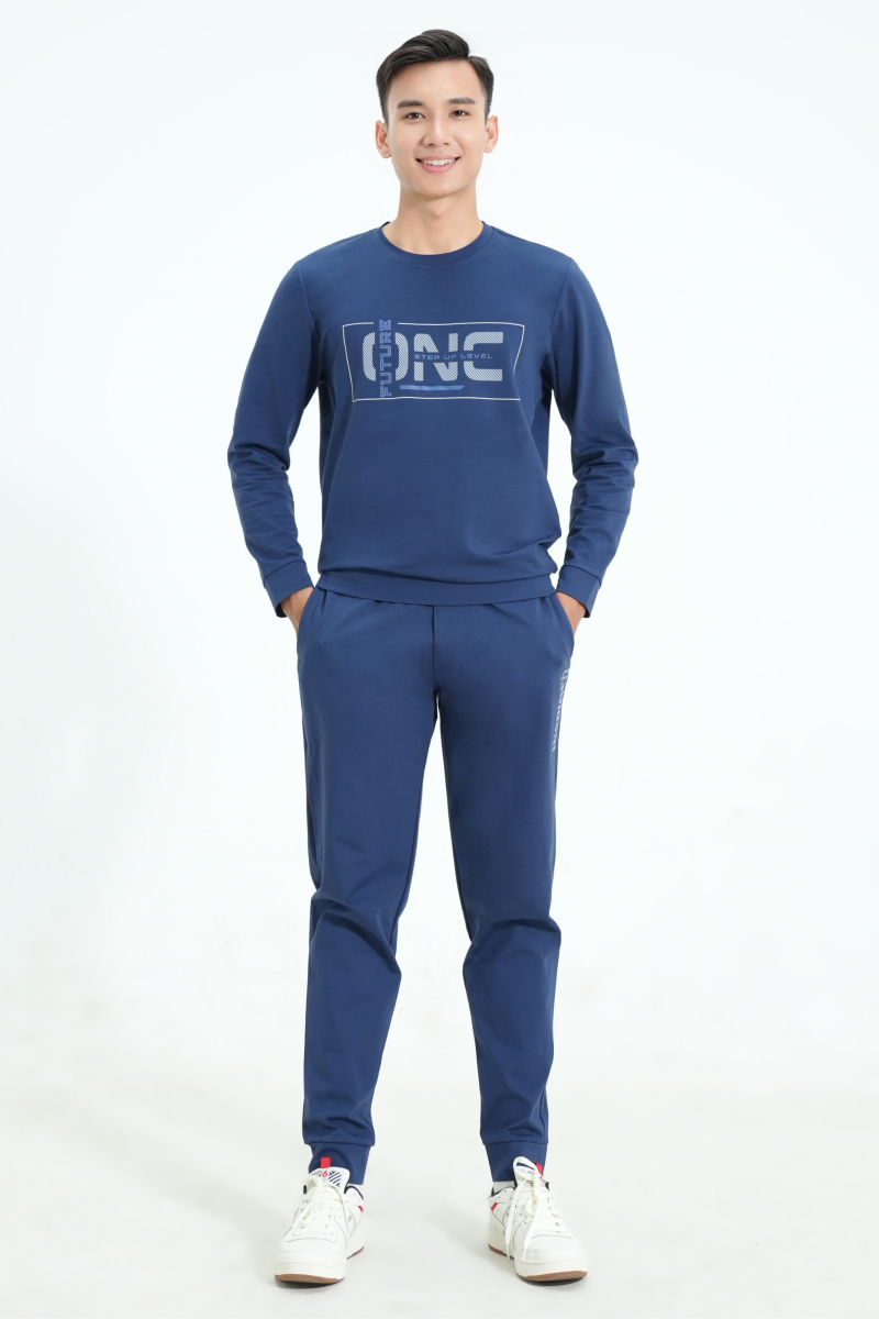 Bộ thun nam Novelty Regular fit xanh đen NBTMMDMT3R240503B