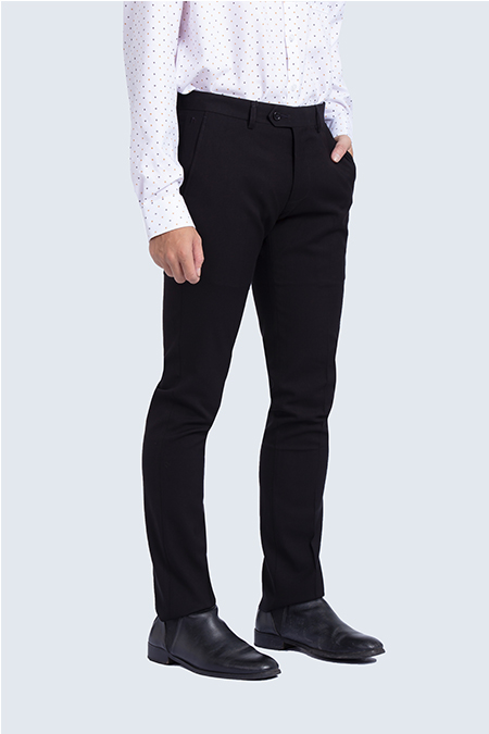 Quần tây nam Novelty 0Ply trơn màu đen Slimfit NQTMMDMT3F1708650