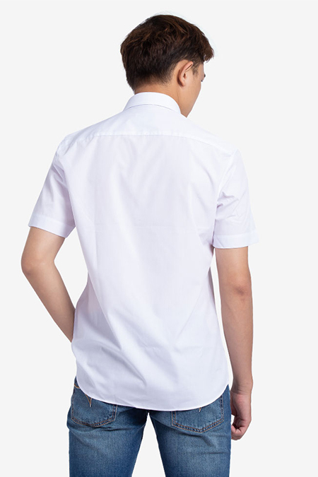 Áo sơ mi nam Novelty Modal Fabric tay ngắn màu trắng gân nhẹ  None  Now  or Never