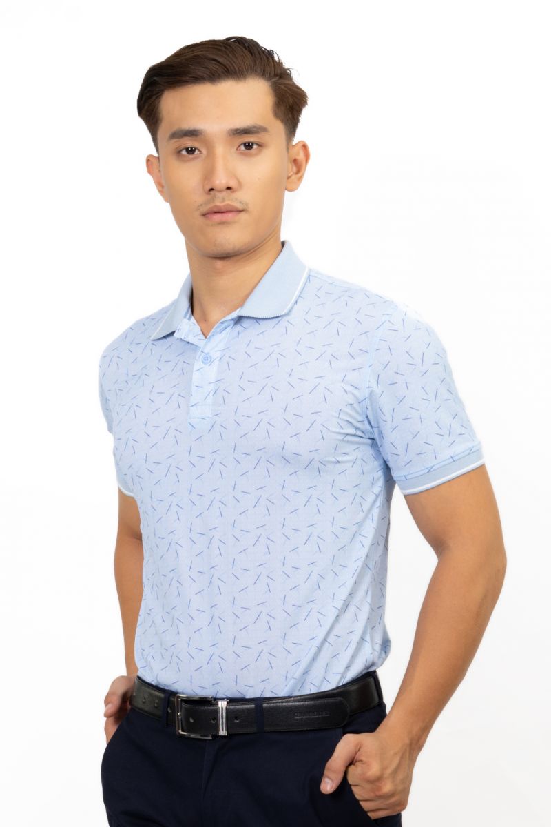 Áo thun Polo cổ bo Novelty hoa văn NATMINMCLR191105N