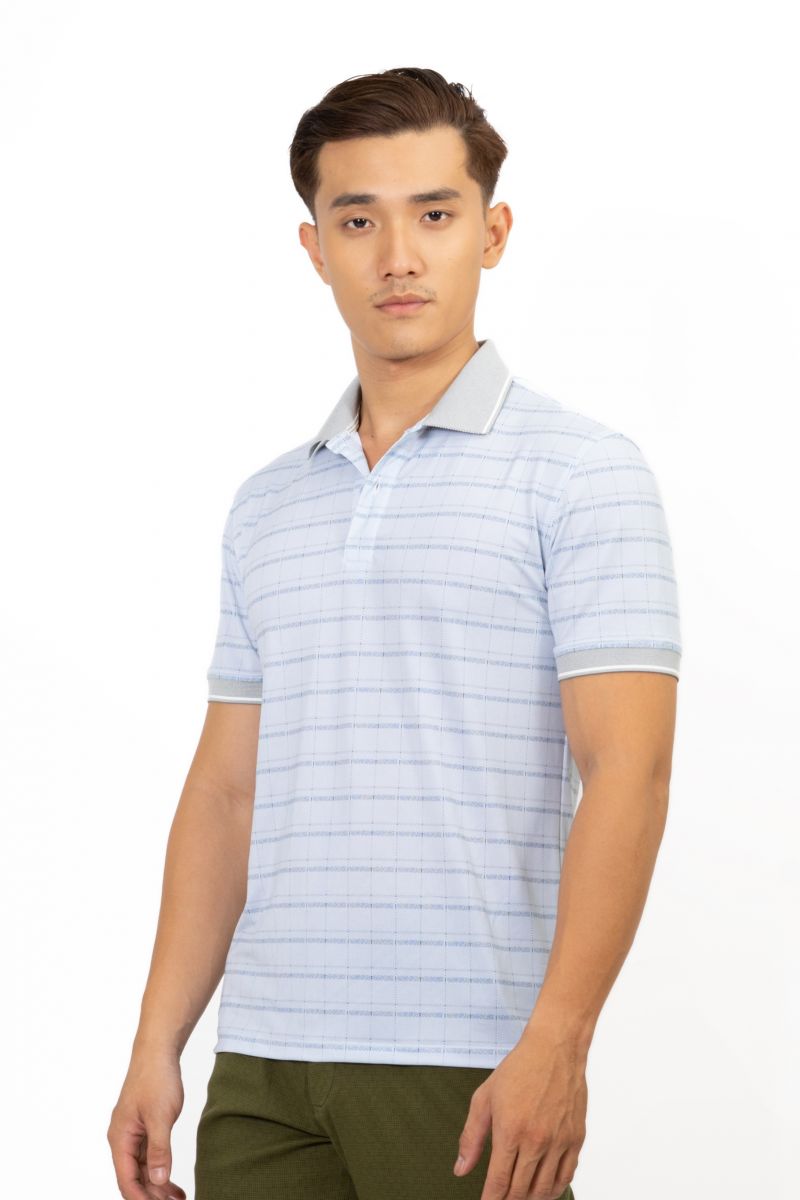 Áo thun Polo cổ bo Novelty sọc caro NATMHCMCLR191107N