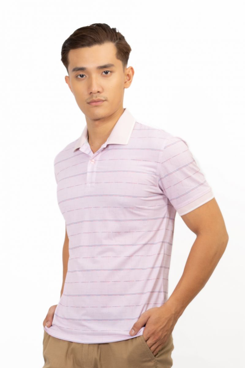 Áo thun Polo cổ bo Novelty sọc ngang NATMHSMCLR191108N