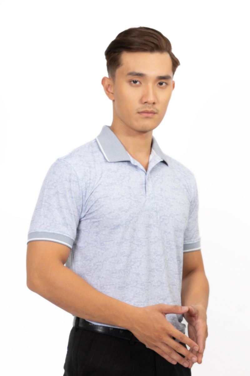 Áo thun Polo cổ bo Novelty hoa văn NATMINMCLR191109N