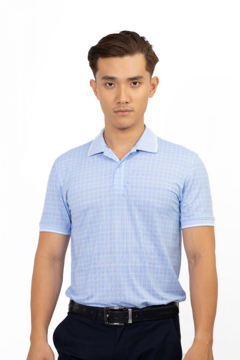 Áo thun Polo cổ bo Novelty sọc caro nhỏ NATMHCMCLR191110N