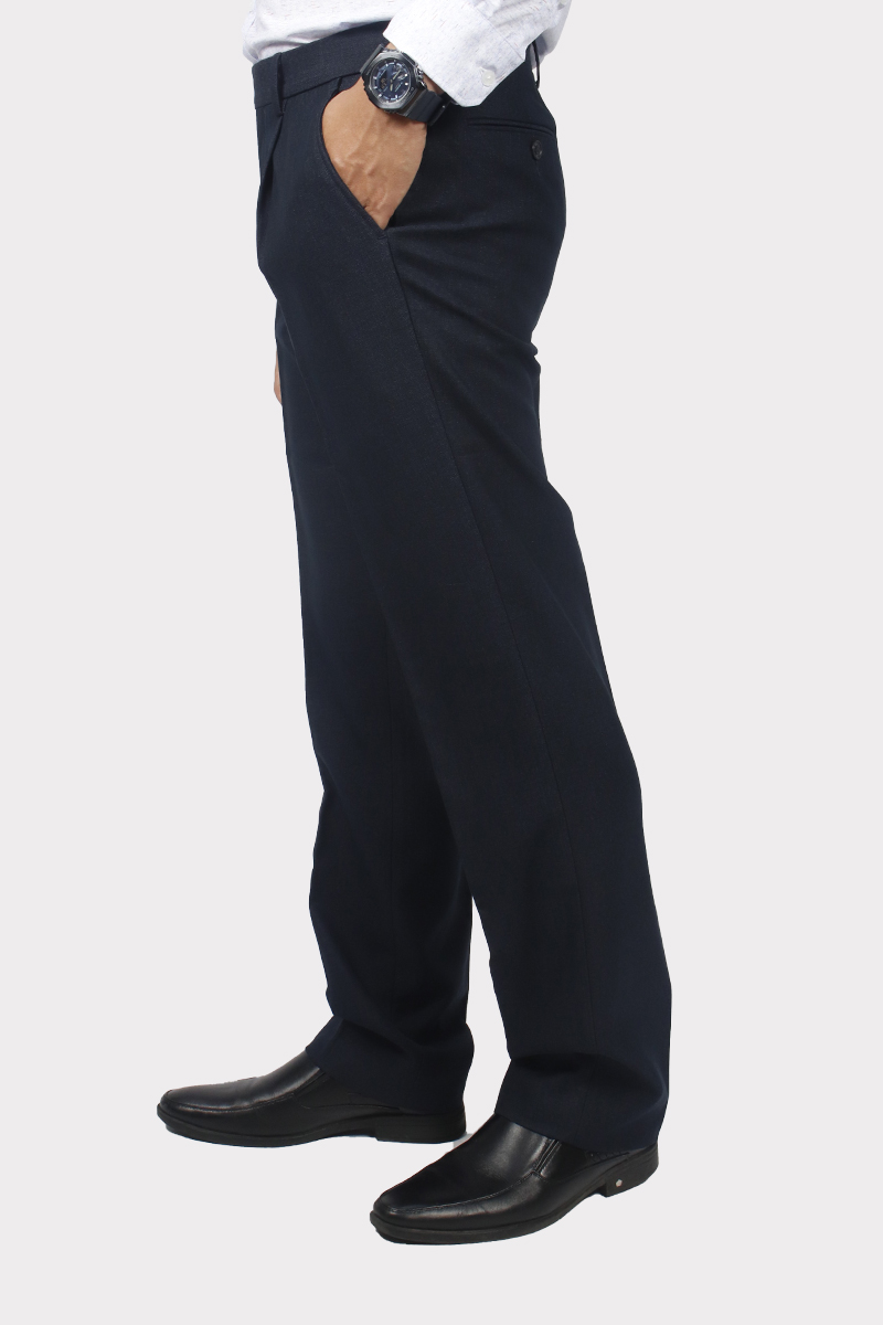 Men’s Dark Blue Classic Trousers – 1 Ply – NQTMMDMT3C2502391