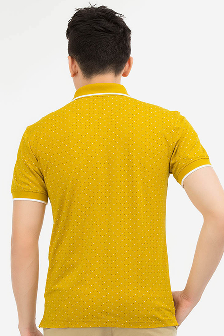 Áo Polo nam Novelty Regular fit Bamboo  in họa tiết màu vàng NATMINMT3R180045N