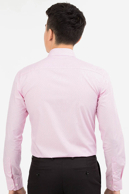 Áo sơ mi nam Novelty dài tay họa tiết màu hồng nhạt 170985D