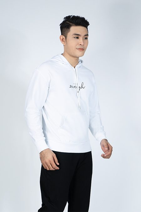 Áo Hoodie nam Novelty màu trắng Melange NAHMTTMT3R190907A