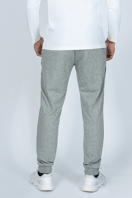 Quần Jogger nam Novelty phối xéo gối màu xám nhạt Melange NQGMMTNT3R190921Q