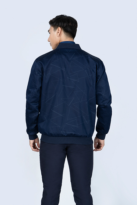 Áo Jacket Khaki Bomber nam Novelty in họa tiết màu xanh đen NJKMHTMT3R1905552