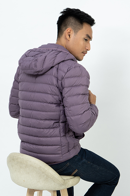 Áo Jacket nam Novelty 03 lớp lông vũ thật màu tím nhạt 1806214 chần xéo