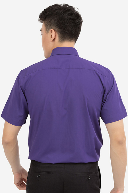 Áo sơ mi nam Novelty ngắn tay trơn màu tím NSMMMTMBMB171140N