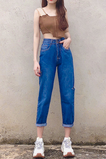 Quần Jeans nữ baggy lưng cao Novelty MS693