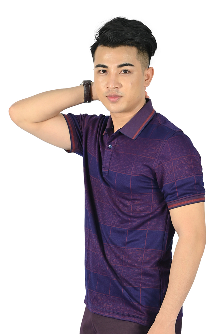 Áo Polo nam Novelty Regular fit Bamboo màu xanh tím NATMINMBPR210097N