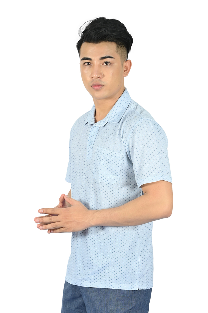 Áo Polo nam Novelty Regular fit Xanh da trời nhạt NATMINMCLR210072N