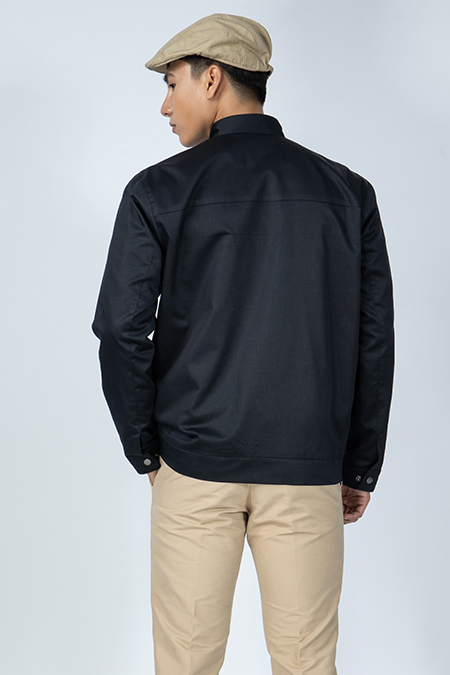 Áo Jacket Khaki nam Novelty cổ trụ màu xanh đen 1905692