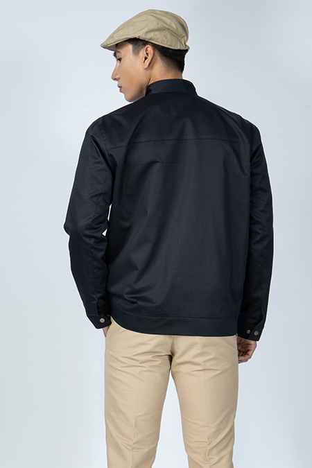 Áo Jacket Khaki nam Novelty cổ trụ màu xanh đen NJKMHTMT3R1905692