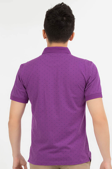 Áo Polo nam Novelty Regular Fit in họa tiết màu tím in NATMINMCSR180026N