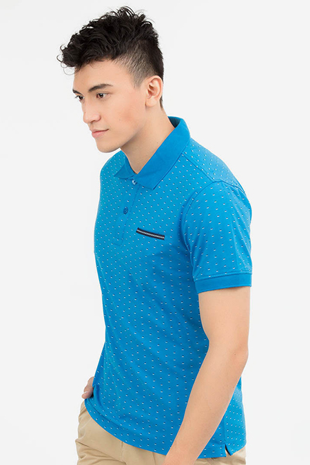 Áo Polo nam Novelty Regular Fit in họa tiết màu xanh dương NATMINMCSR180024N