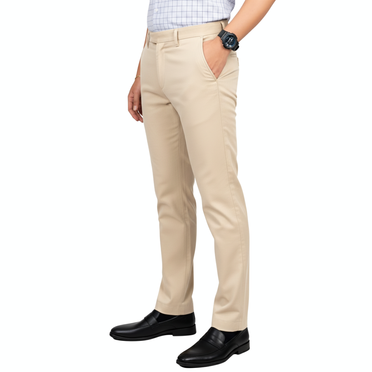 QUẦN DÀI KHAKI NAM 0PLY NOVELTY REGULAR FIT TRƠN MÀU VÀNG NHẠT NQKMMNMCSR2507110