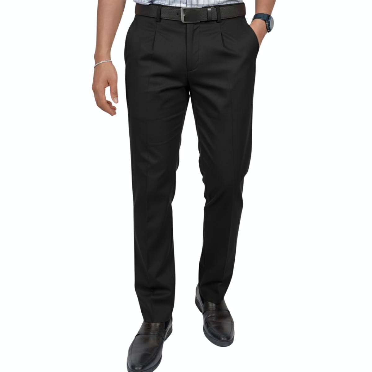 QUẦN DÀI KHAKI NAM 1PLY NOVELTY CLASSIC TRƠN MÀU ĐEN NQKMMDMCSC2507131