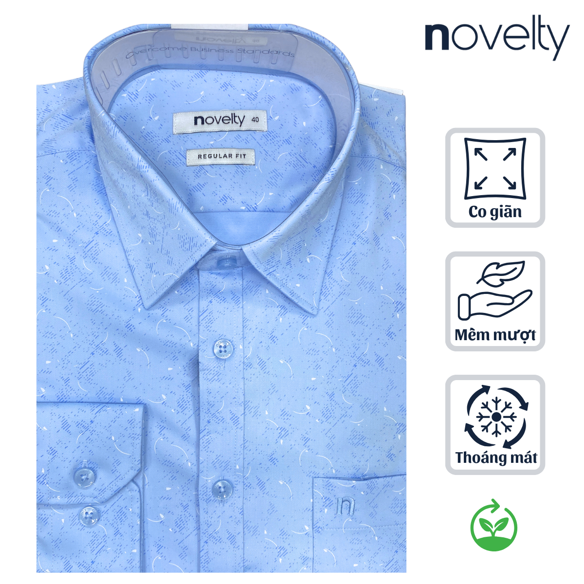 Áo sơ mi nam dài tay Novelty Regular fit Bamboo Hoa văn NSMMINMT3R250211D Áo sơ mi nam dài tay Novelty Regular fit Bamboo Hoa văn NSMMINMT3R250211D