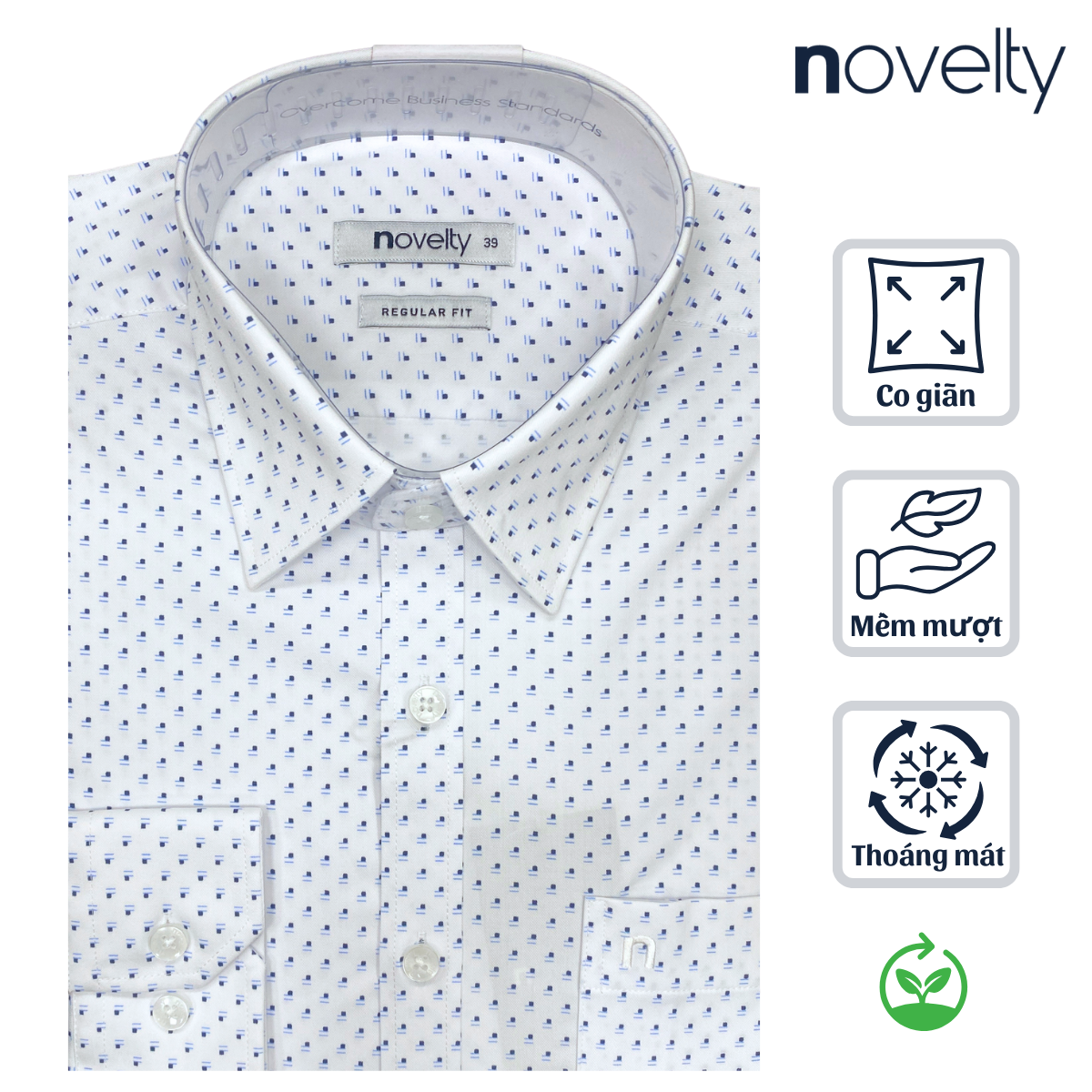 Áo sơ mi nam dài tay Novelty Regular fit Bamboo Hoa văn NSMMINMT3R250212D