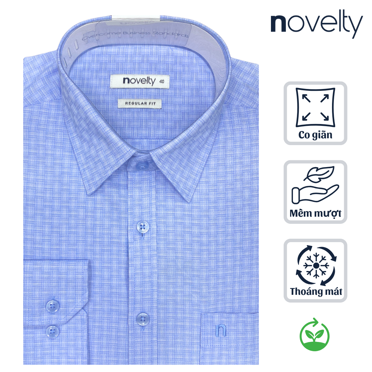 Áo sơ mi nam dài tay Novelty Regular fit Bamboo caro NSMMCNMT3R250213D