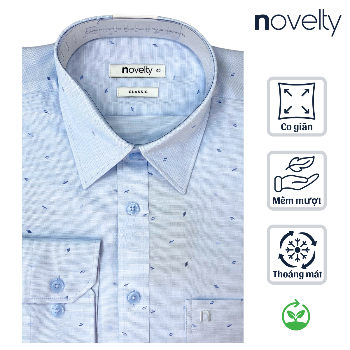 Áo sơ mi nam dài tay Novelty Classic Bamboo Hoa văn NSMMINMT3C250216D