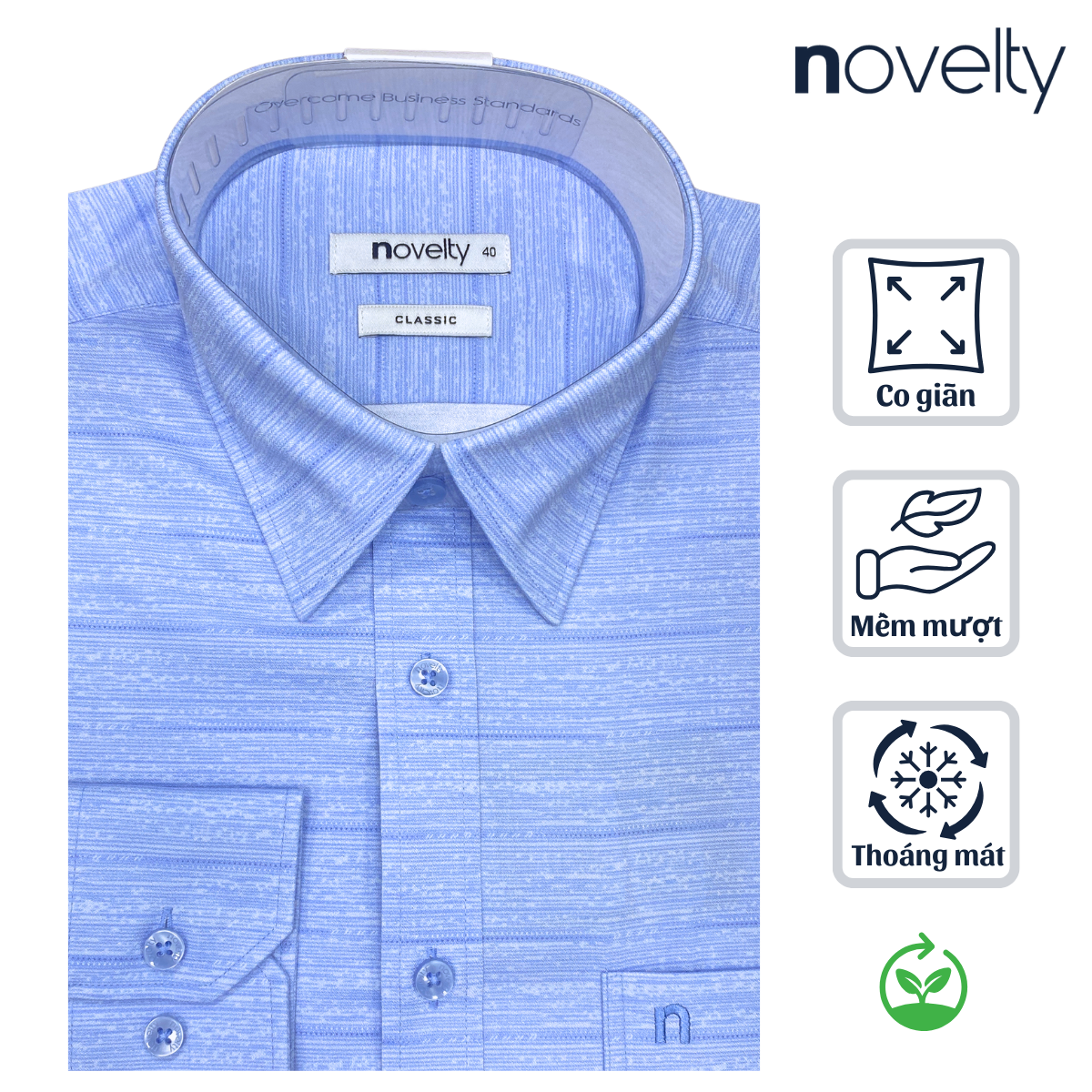 Áo sơ mi nam dài tay Novelty Classic Bamboo Hoa văn NSMMINMT3C250218D