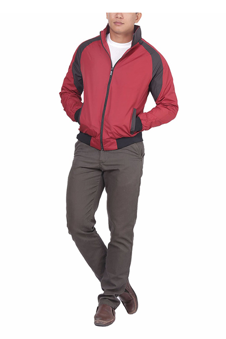 Áo Jacket nam Novelty 02 lớp màu đỏ phối sọc NJKMMDNPLR1705352