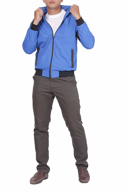 Áo Jacket nam Novelty 02 lớp màu xanh dương phối sọc NJKMMDNPLR1705362