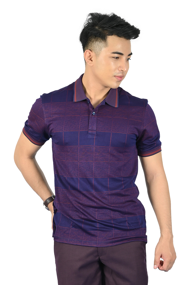 Áo Polo nam Novelty Regular fit Bamboo màu xanh tím NATMINMBPR210097N