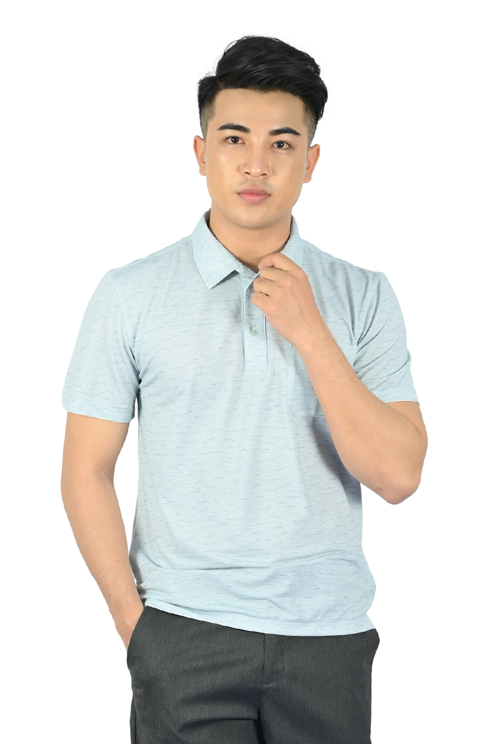 Áo Polo nam Novelty Regular fit Xanh da trời nhạt NATMINMCLR210070N