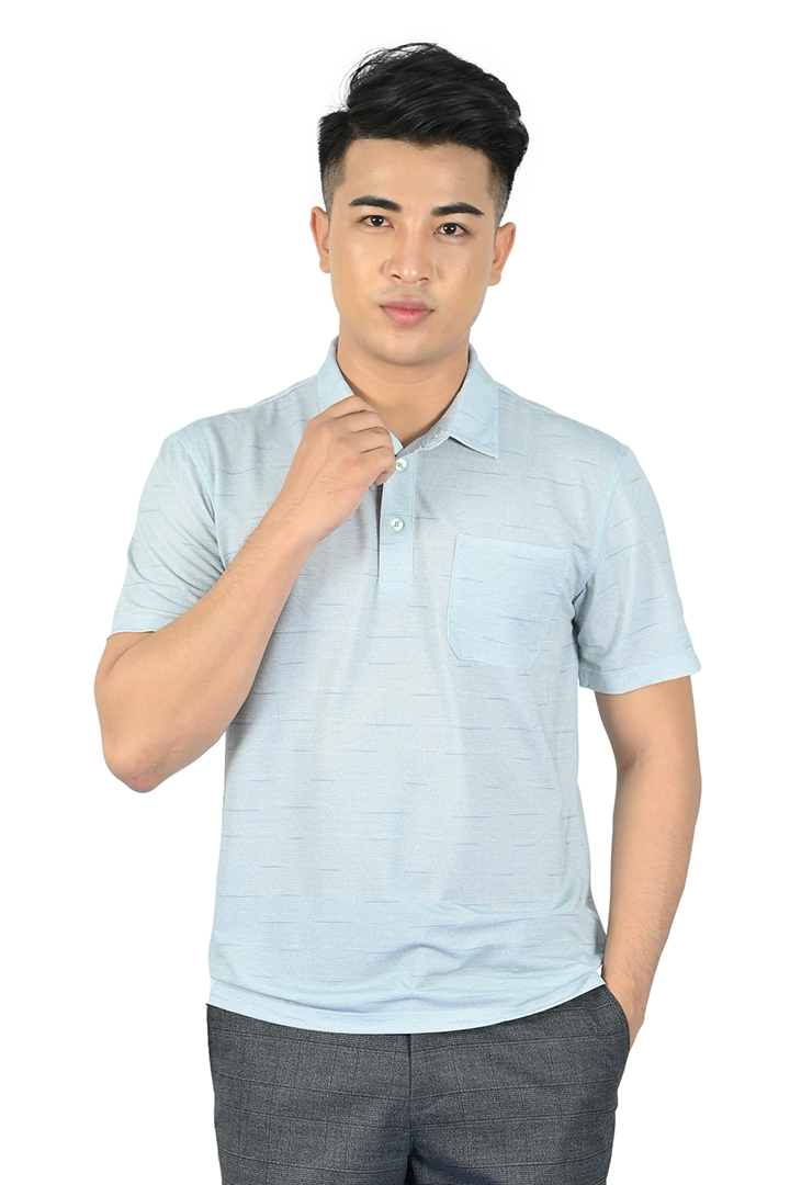 Áo Polo nam Novelty Regular fit màu xanh da trời nhạt NATMINMCLR210074N