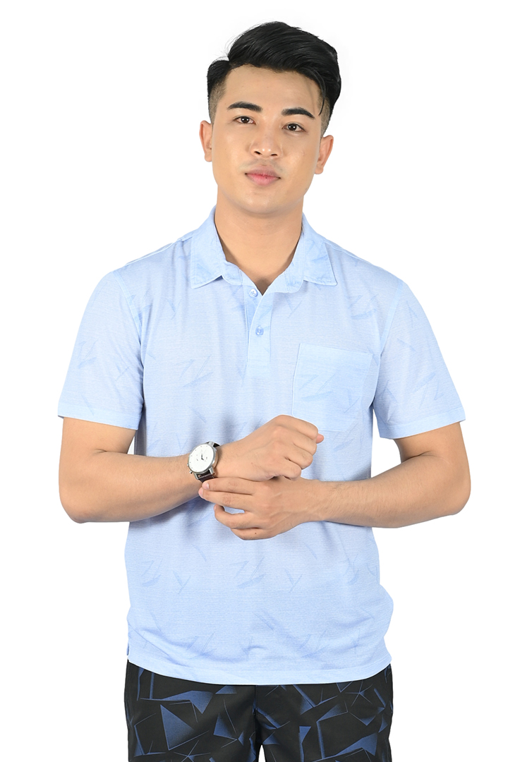 Áo Polo nam Novelty Regular fit màu xanh da trời nhạt NATMINMCLR210075N