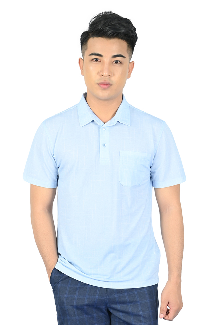 Áo Polo nam Novelty Regular fit màu Xanh da trời nhạt NATMINMCLR210076N