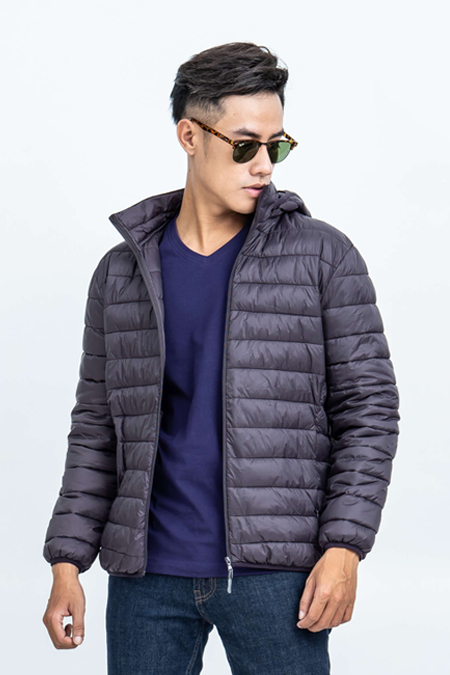 Áo Jacket nam Novelty 03 lớp lông vũ nhân tạo màu đen tím than 1805234