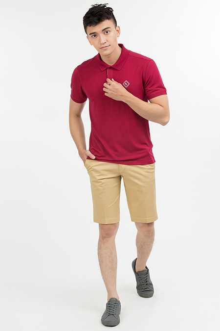 Áo polo Novelty Regular Fit màu đỏ thêu logo ngực 180052N