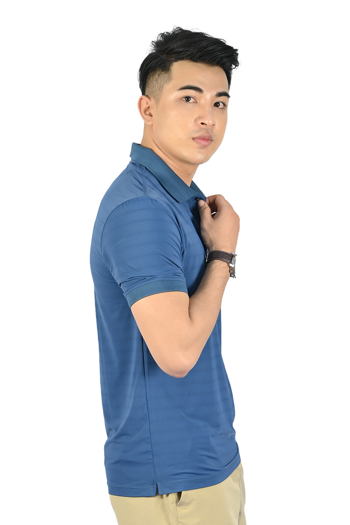 Áo Polo nam Novelty Regular fit màu xanh cổ vịt NATMMDMPSR210058N