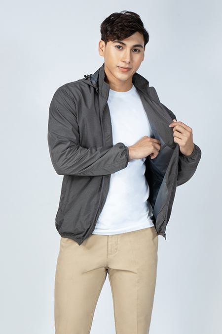 Áo Jacket Melange nam Novelty nón rời màu lông chuột NJKMMDMPLR1906592