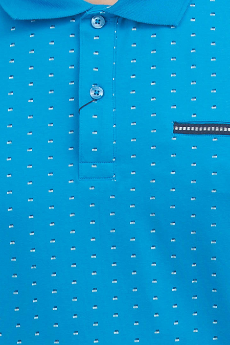Áo Polo nam Novelty màu xanh dương in họa tiết 180024N