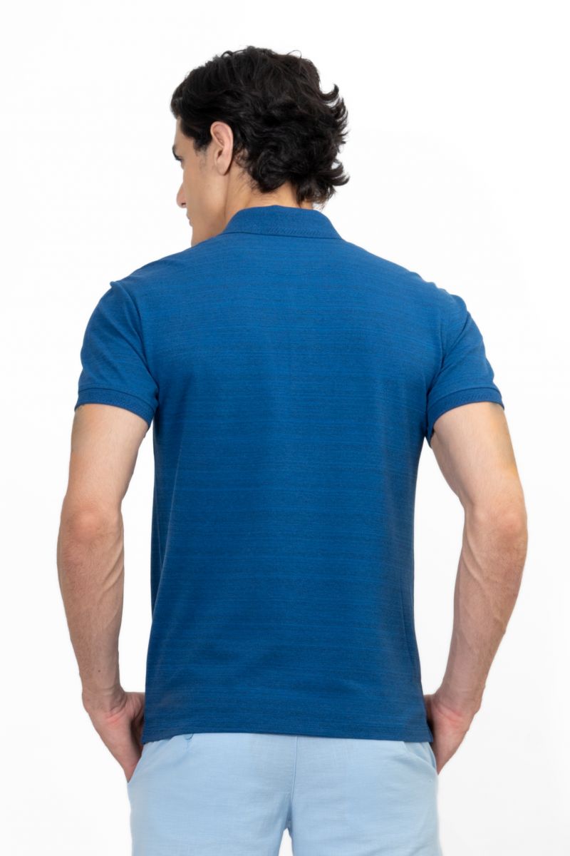Áo Polo Melange nam Novelty màu xanh dương NATMMDMCSR191211N
