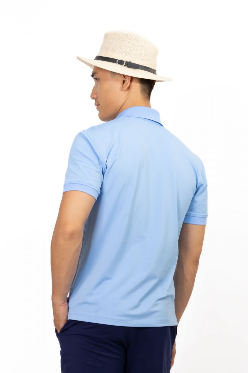 Áo thun Polo nam Novelty thêu họa tiết màu xanh biển NATMMNMPSR200012N