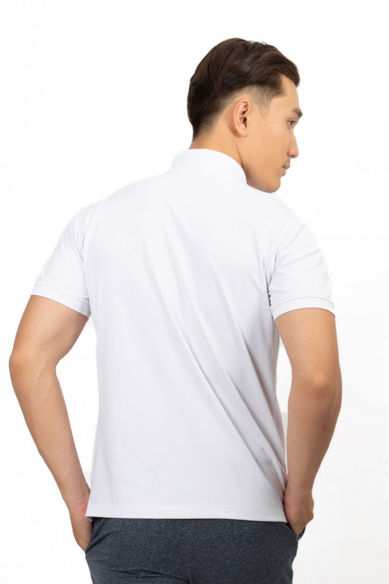Áo thun Polo nam Novelty thêu họa tiết màu trắng NATMTTMPSR200024N