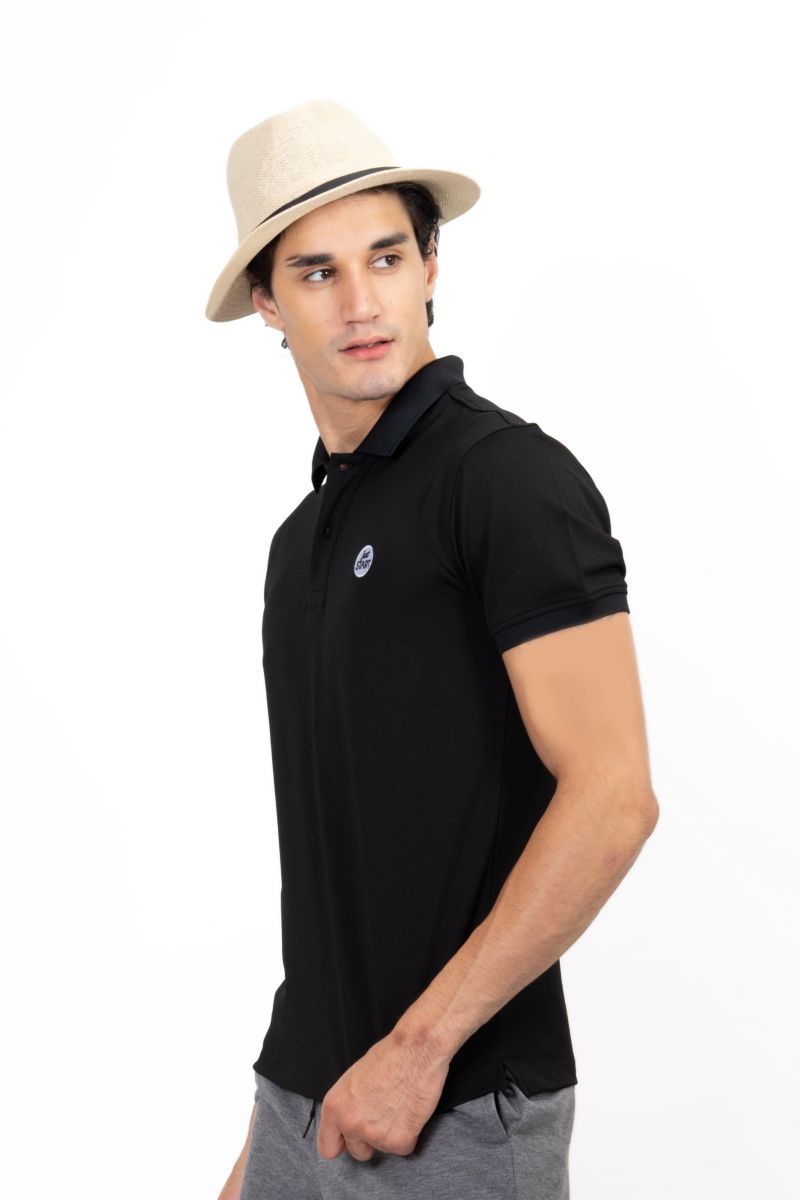 Áo Polo nam Novelty Regular fit thêu họa tiết màu đen NATMMDMPSR200016N