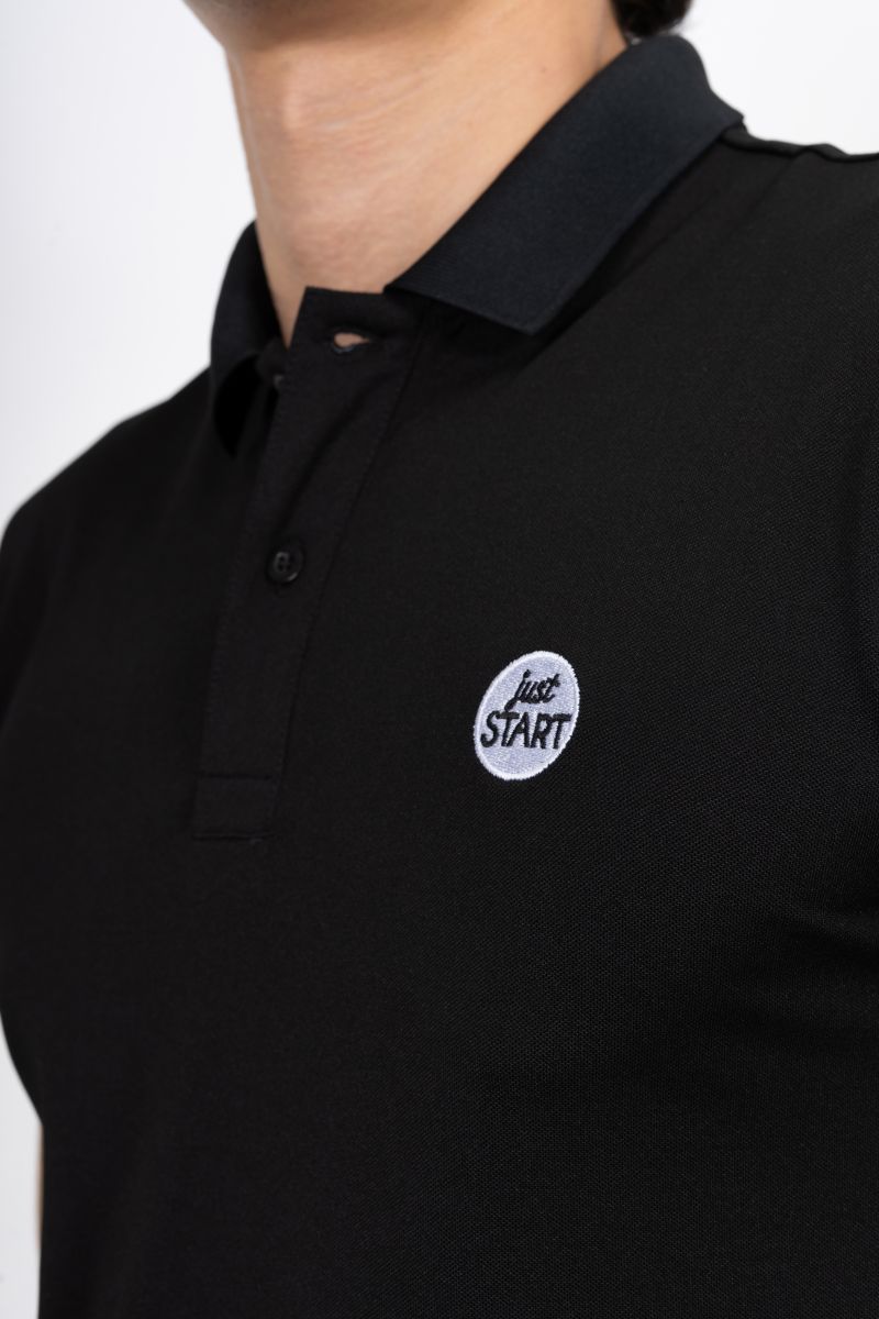 Áo Polo nam Novelty Regular fit thêu họa tiết màu đen NATMMDMPSR200016N