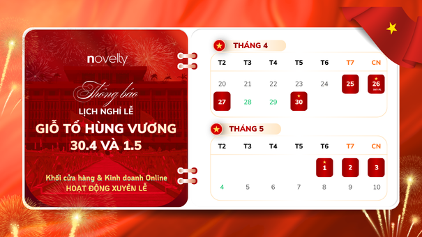 🇻🇳 THÔNG BÁO LỊCH HOẠT ĐỘNG ĐẠI LỄ: GIỖ TỔ HÙNG VƯƠNG & 30/4 - 1/5