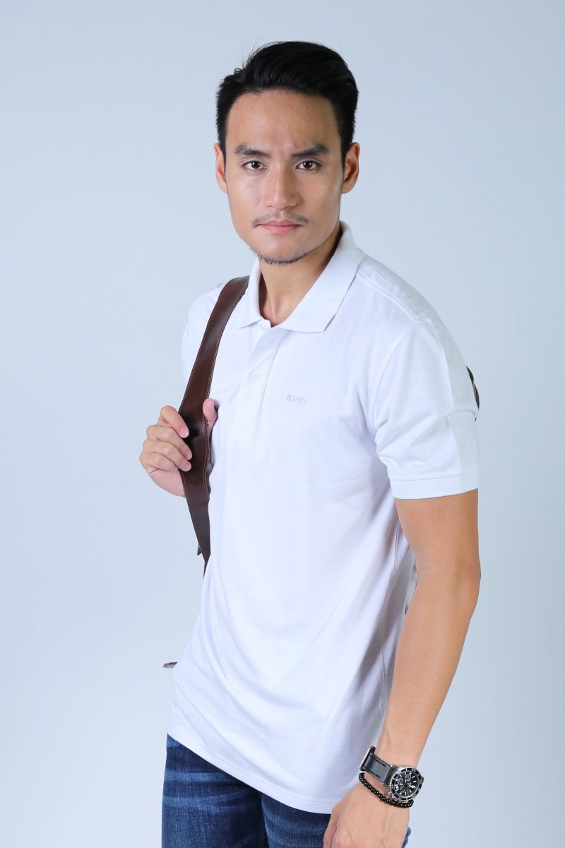 Áo Polo nam Novelty Regular fit trắng trơn NATMMWMT3R180082N