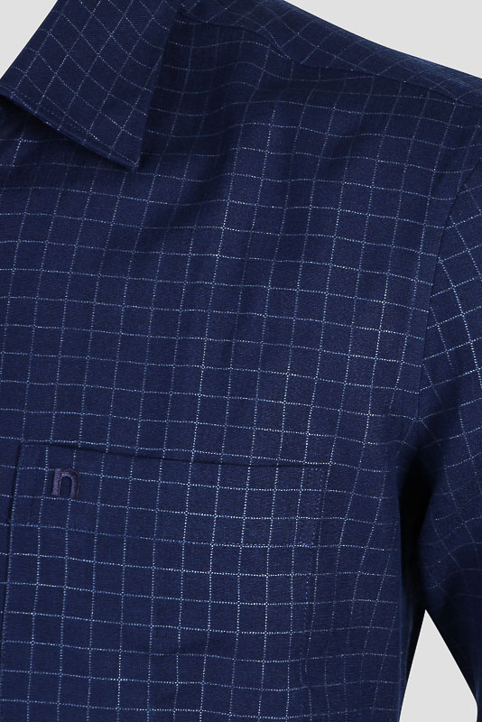 Áo Sơ mi nam dài tay NOVELTY xanh navy caro NSMMINMBPR190981D